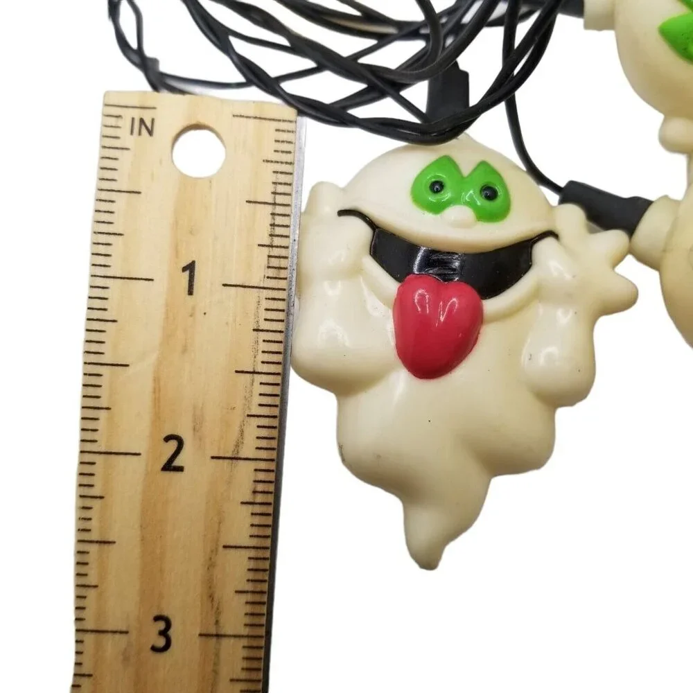 Vintage Halloween String Lights Decor GHOSTS Plastic Blow Mold Easter Unlimited